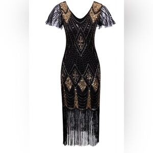 Elegant Black and Gold Women's Dress